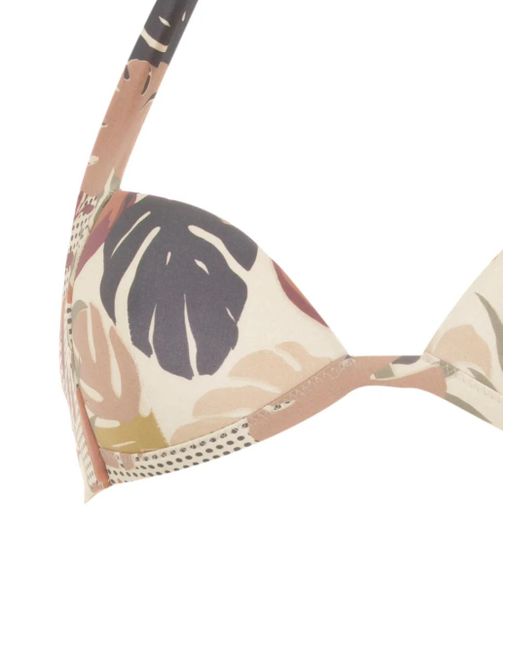 Amir Slama Multicolor Palm Leaf Print High-Rise Bikini
