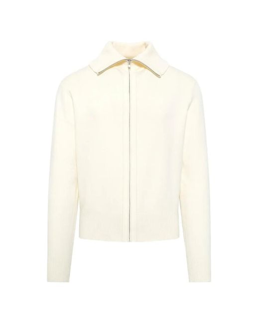 Entire studios White Knit Zip-Up Jacket for men
