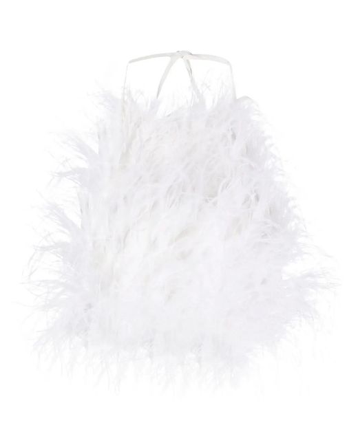 Cult Gaia White Joey Feather Crepe-De-Chine Top