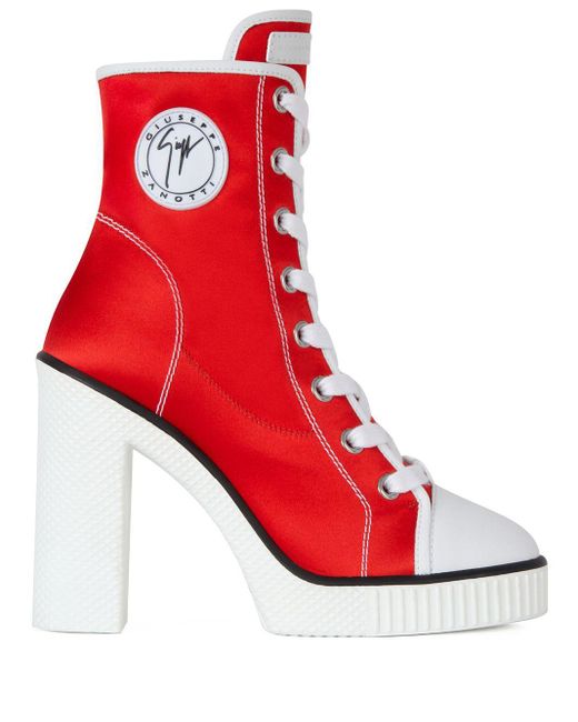 Stivali con logoGiuseppe Zanotti in Satin di colore Rosso | Lyst