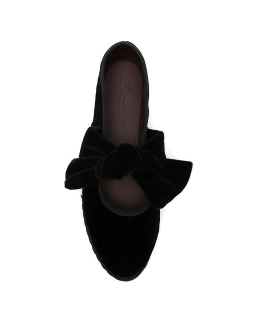 Flabelus Black Lyra Bow-Detail Ballet Flats