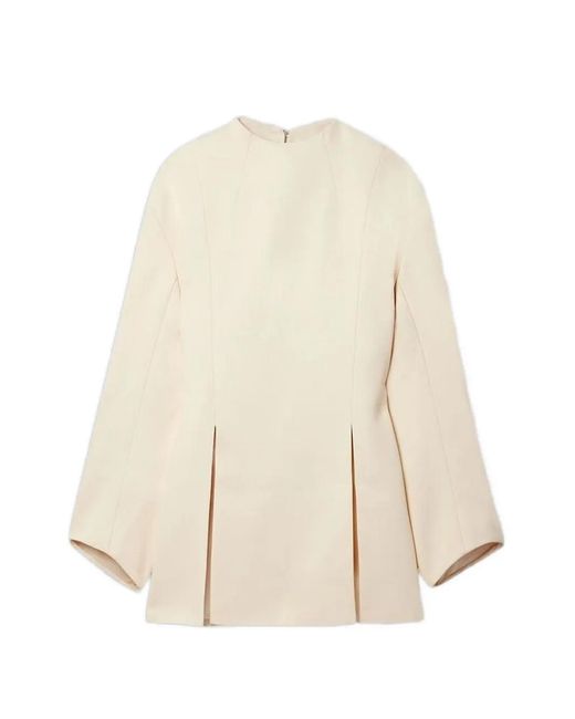 Khaite Natural Mahni Pleated Long-Sleeve Top