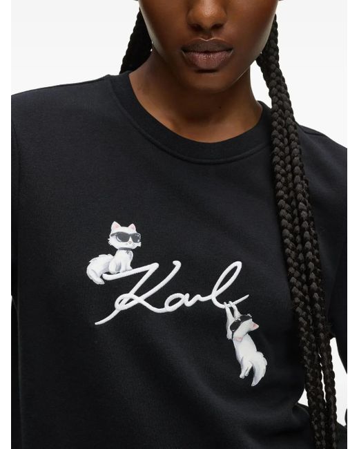 Karl Lagerfeld Black Ikon Signature Choupette Sweatshirt
