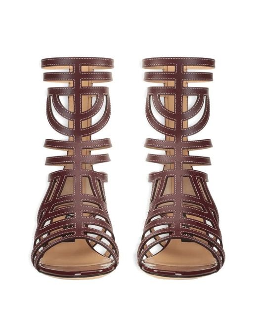 Sergio Rossi Brown 50Mm Leather Cut-Out Sandals