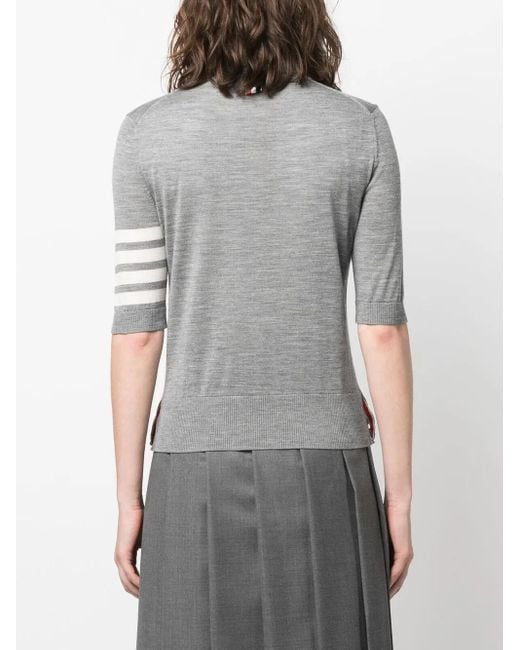 Thom Browne Gray 4 Bar Logo Sweater