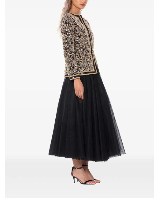 Dina Melwani White Crystal-Embellished Bead-Embroidered Jacket