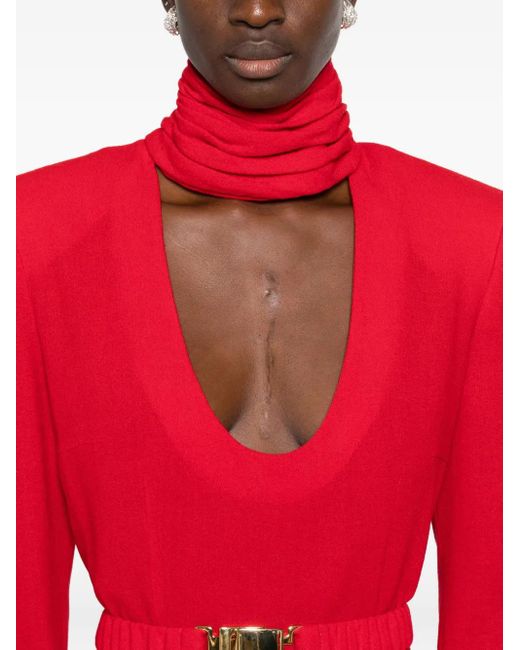 ROWEN ROSE Red Maxikleid mit Gürtel