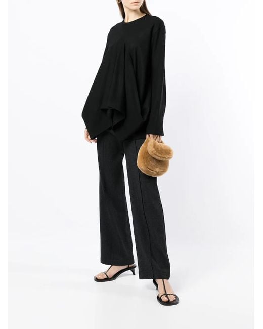 Goen.J Black Structured Draped Jersey Top