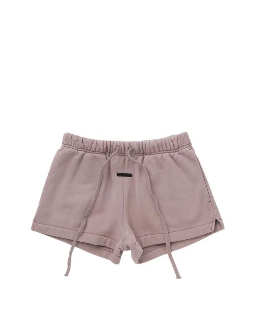 Fear Of God Purple Essentials Drawstring-Waist Logo-Patch Cotton Mini Shorts