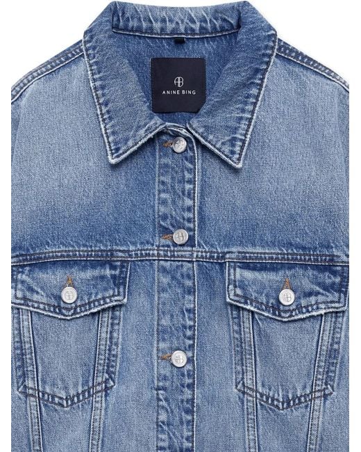 Anine Bing Blue Quincy Buttoned Denim Jacket
