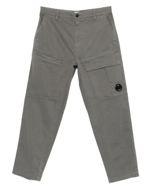 C P Company Gray Cargo-Pockets Straight-Leg Trousers for men