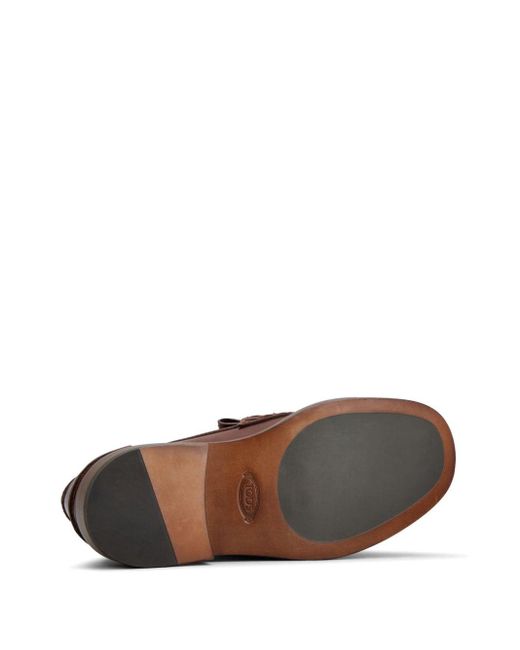 Tod's Brown Penny-slot Leather Loafers
