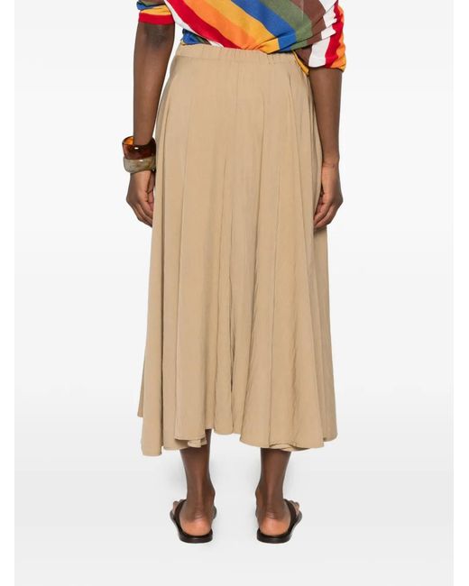 Carla G Natural Drawstring-Waist Flared Skirt