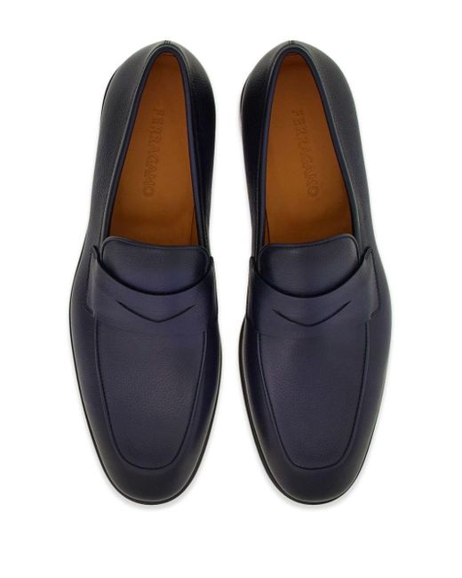 Penny-strap leather loafers Ferragamo de hombre de color Blue