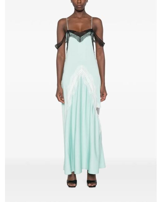 Christopher Esber Blue Lace-Trim Midi Dress