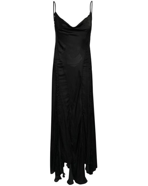 Y. Project Black Lace-panelled Satin Maxi Dress