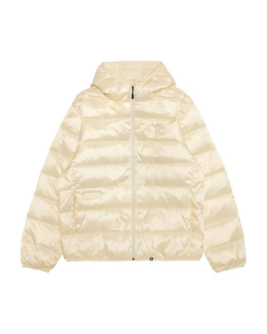 Aape By A Bathing Ape Natural Mooonface Logo Hooded Down Jacket for men