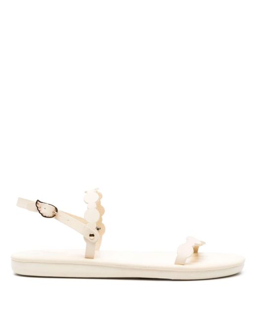 Ancient Greek Sandals White Orion Flat Leather Sandals