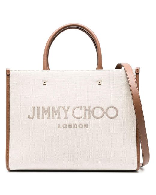 Jimmy Choo Avenue M Tote Natural/taupe/dark Tan/light Gold One Size White
