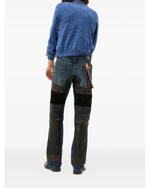 Versace Blue Jean À Design Patchwork for men
