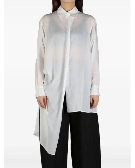 Yohji Yamamoto Asymmetric Shirt in White | Lyst UK