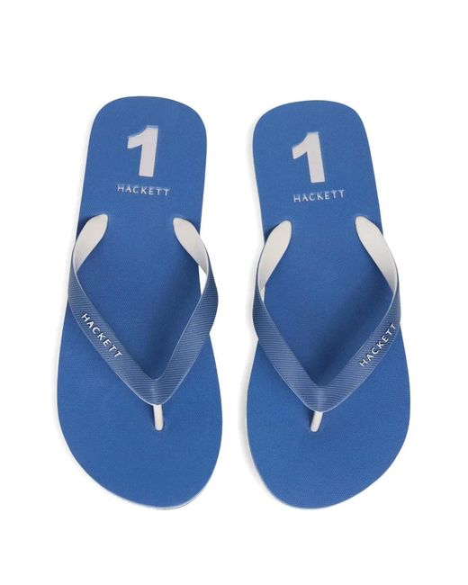 Hackett Blue Capri Numbers Logo-Print Flip-Flops for men