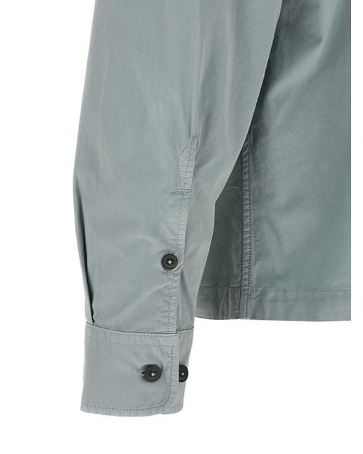 C P Company Gray Organic Gabardine Zipped Lens Overshirt for men