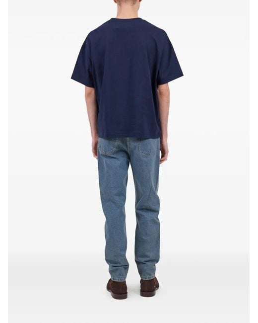 A.P.C. Blue Logo-Print T-Shirt for men