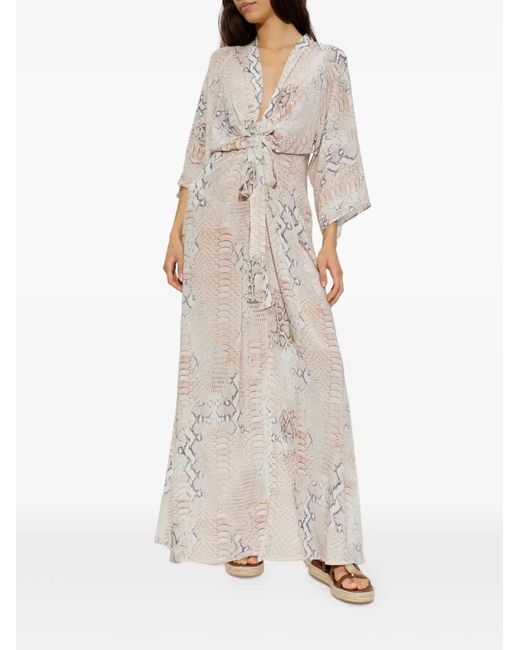 Abito Lungo Wisdom Con Stampa Animalier di Melissa Odabash in White