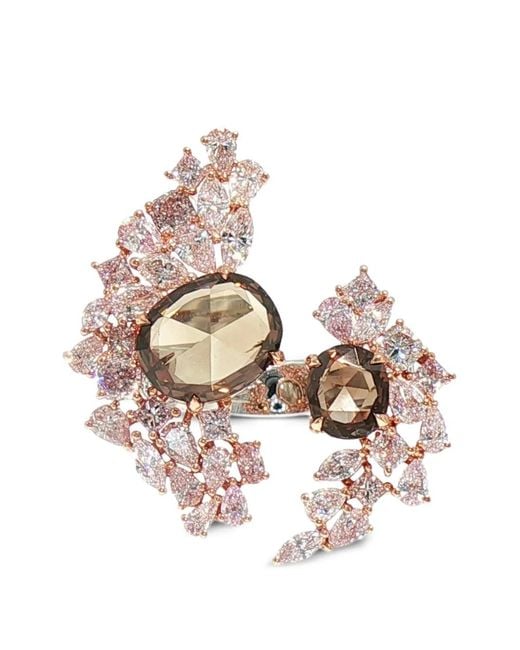 HYT Jewelry Pink Floral Diamond Ring