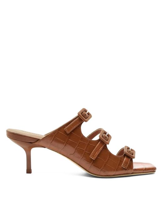 Scarosso Brown 60Mm Manuela Crocodile-Effect Sandals