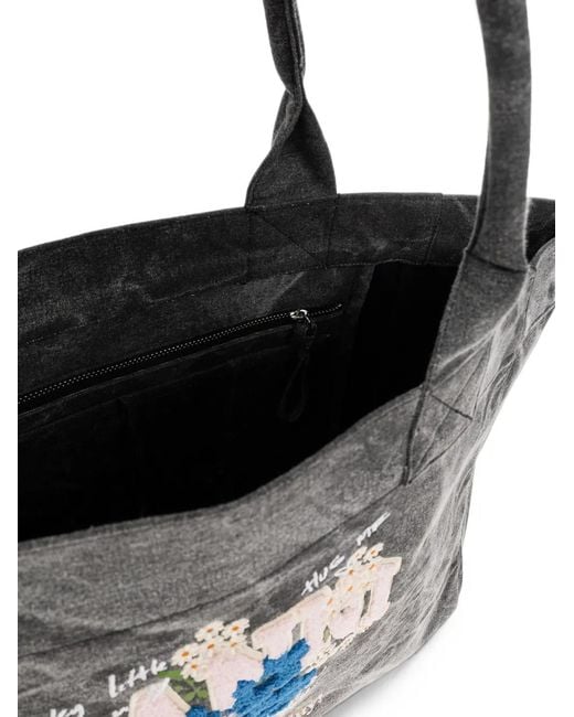 Ganni Black Shopper Mit Logo-Patch