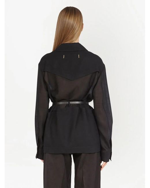 Ferragamo Black Belted-Waist Jacket