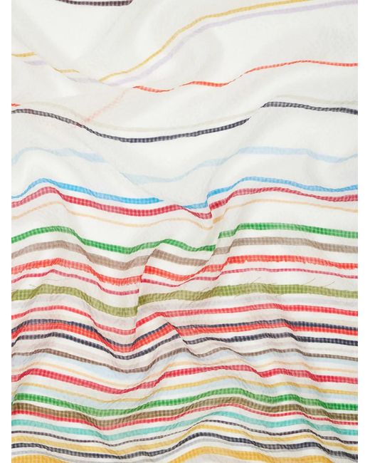 Paul Smith White Painted Stripe Silk Scarf