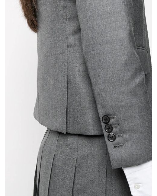 Thom Browne Gray Notched-Lapel Single-Breasted Blazer