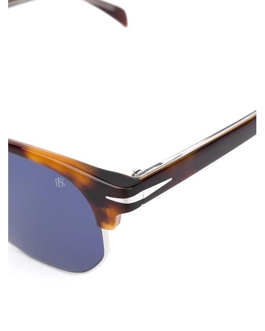 David Beckham Blue Tortoiseshell-Effect Geometric-Frame Sunglasses