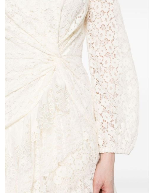 Maje Midi-jurk Met Kant in het White