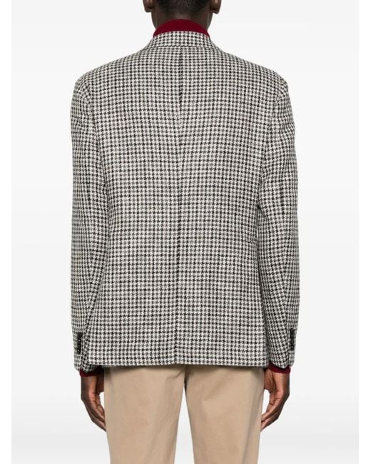 Blazer Doppiopetto Con Motivo Pied-De-Poule di Tagliatore in Gray da Uomo