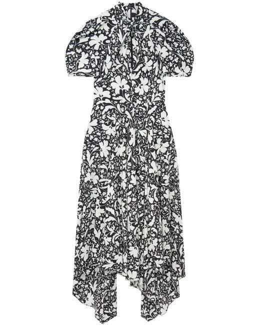 Stella McCartney White Floral-Print Silk Dress
