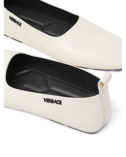Versace White Villa Leather Driver Shoes for men