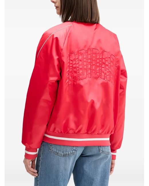 Adidas Red Embroided Bomber Jacket