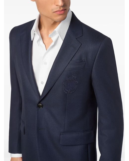 Billionaire Blue Embroidered-Logo Blazer for men