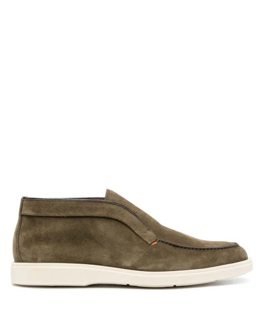 Santoni Brown Slip-On Suede Boots for men