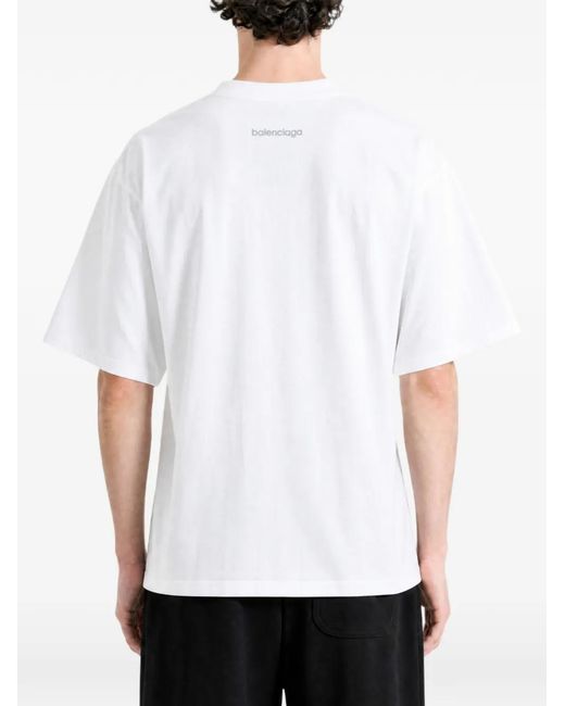 Balenciaga White Cotton T-Shirt for men