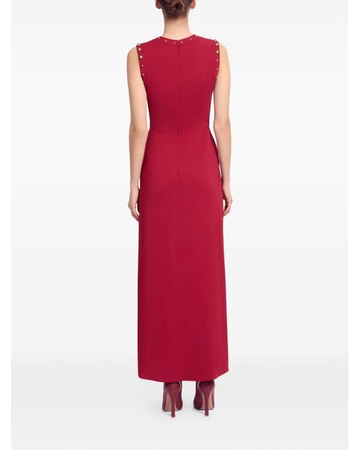 Elie Saab Red Stud-Embellished Midi Dress