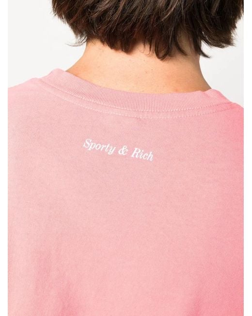 Sporty & Rich Pink Be Nice Slogan-Print Cropped T-Shirt
