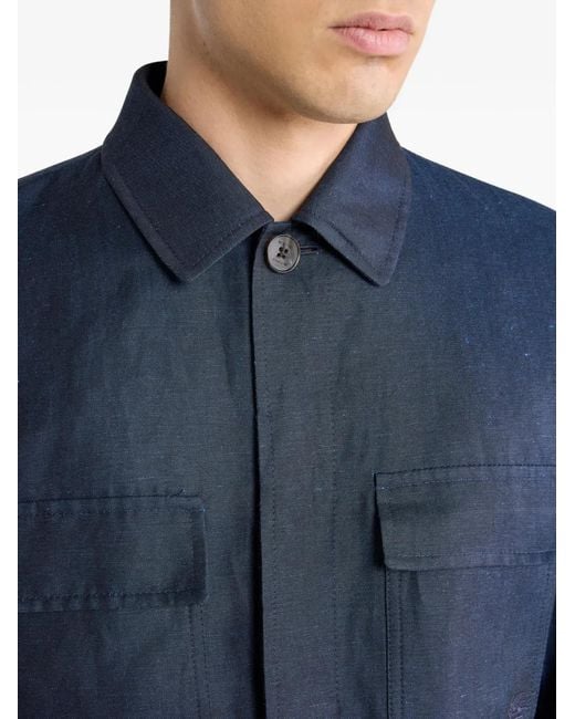 Etro Blue Cashmere And Wool Cloth Overshirt for men