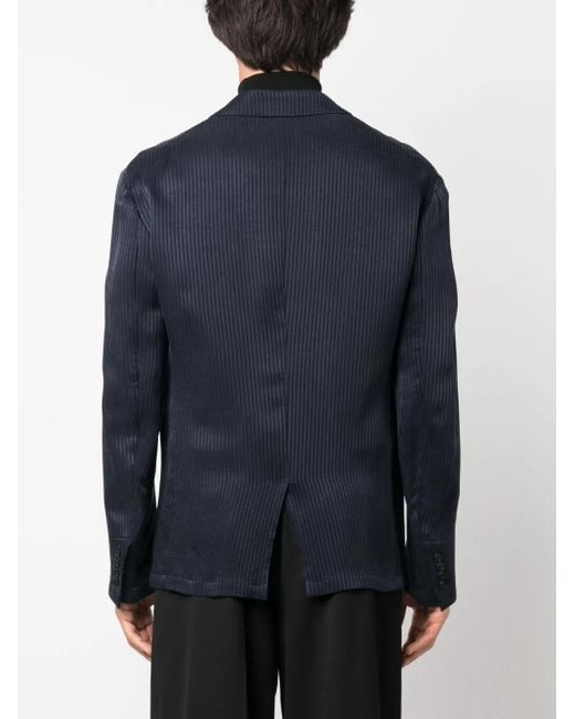 Giorgio Armani Blue Striped Single-Breasted Blazer for men