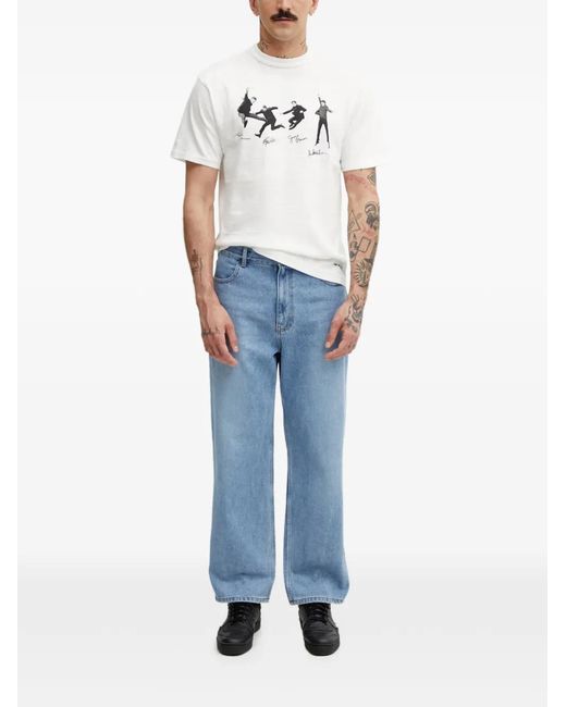 Adererror Blue Logo-Patch Straight-Leg Jeans