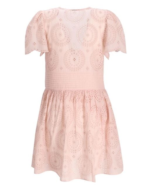 Boss Pink Embroidered Short-Sleeve Dress